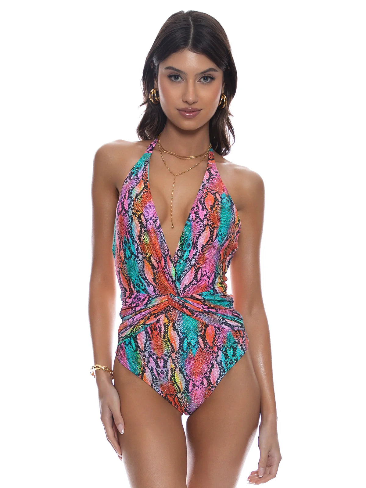 Front Twist Halter One-Piece