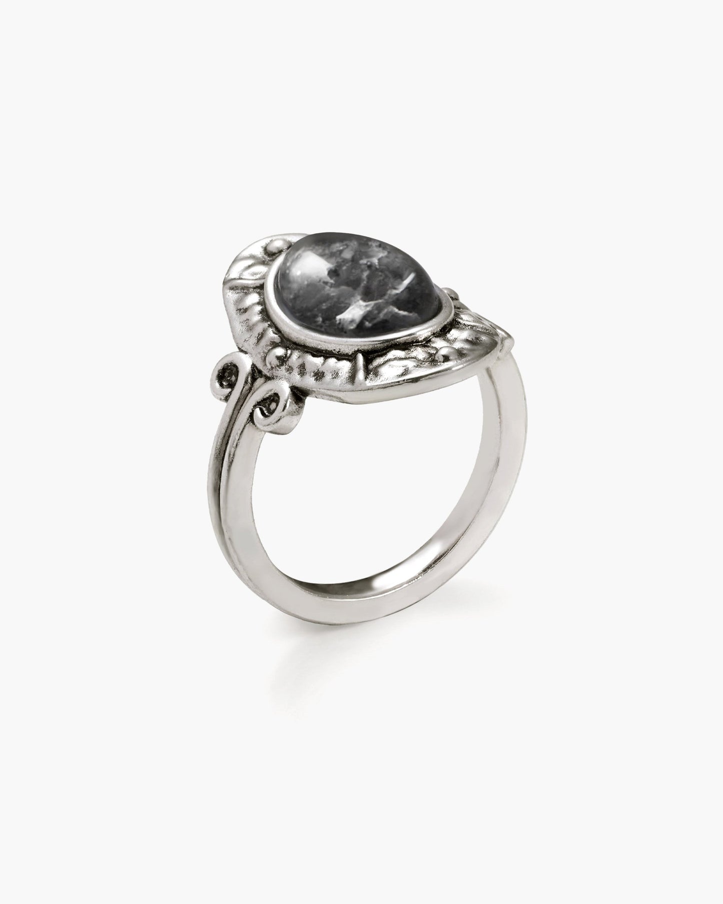 Lunar Veil Moss Agate Ring